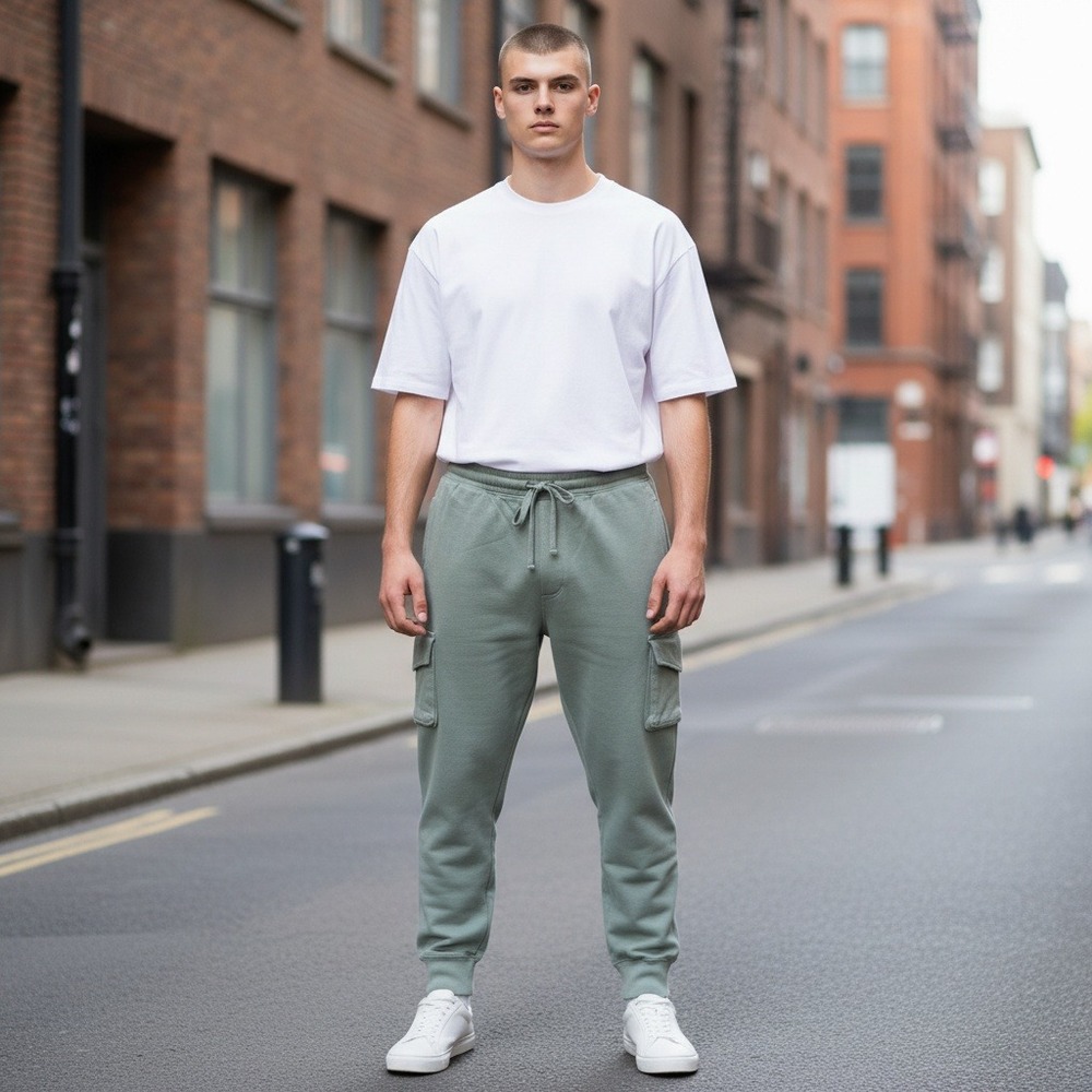 Champion Mens XXL Loose Fit Cargo Sweatpants Sage Green Garment Wash Joggers NWT